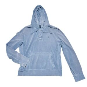 Polo Ralph Lauren Vintage Reissued Pique Cotton Hoody Distressed Sunwashed Blue